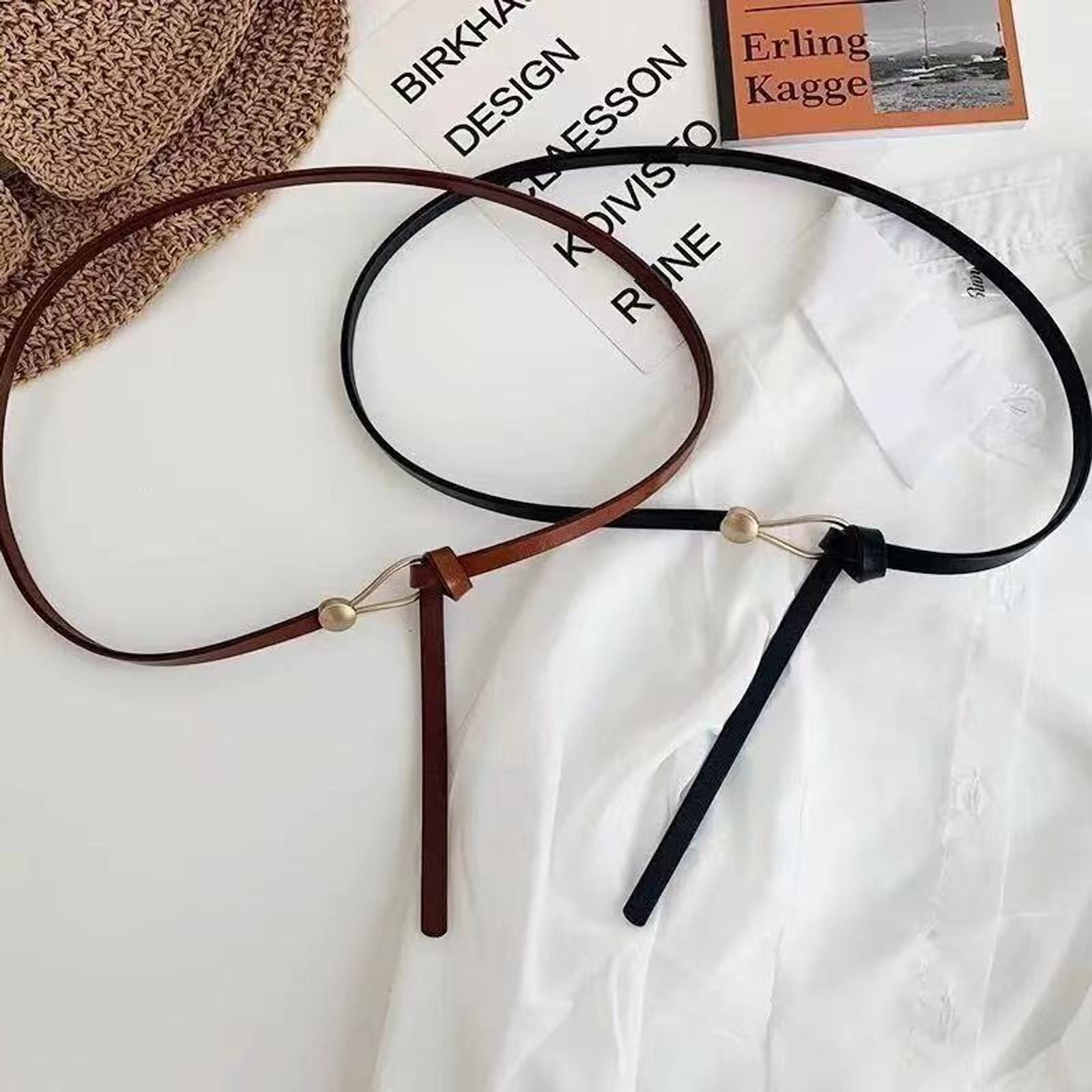 No-Hole Vintage PU Leather Knotted Belt for Women