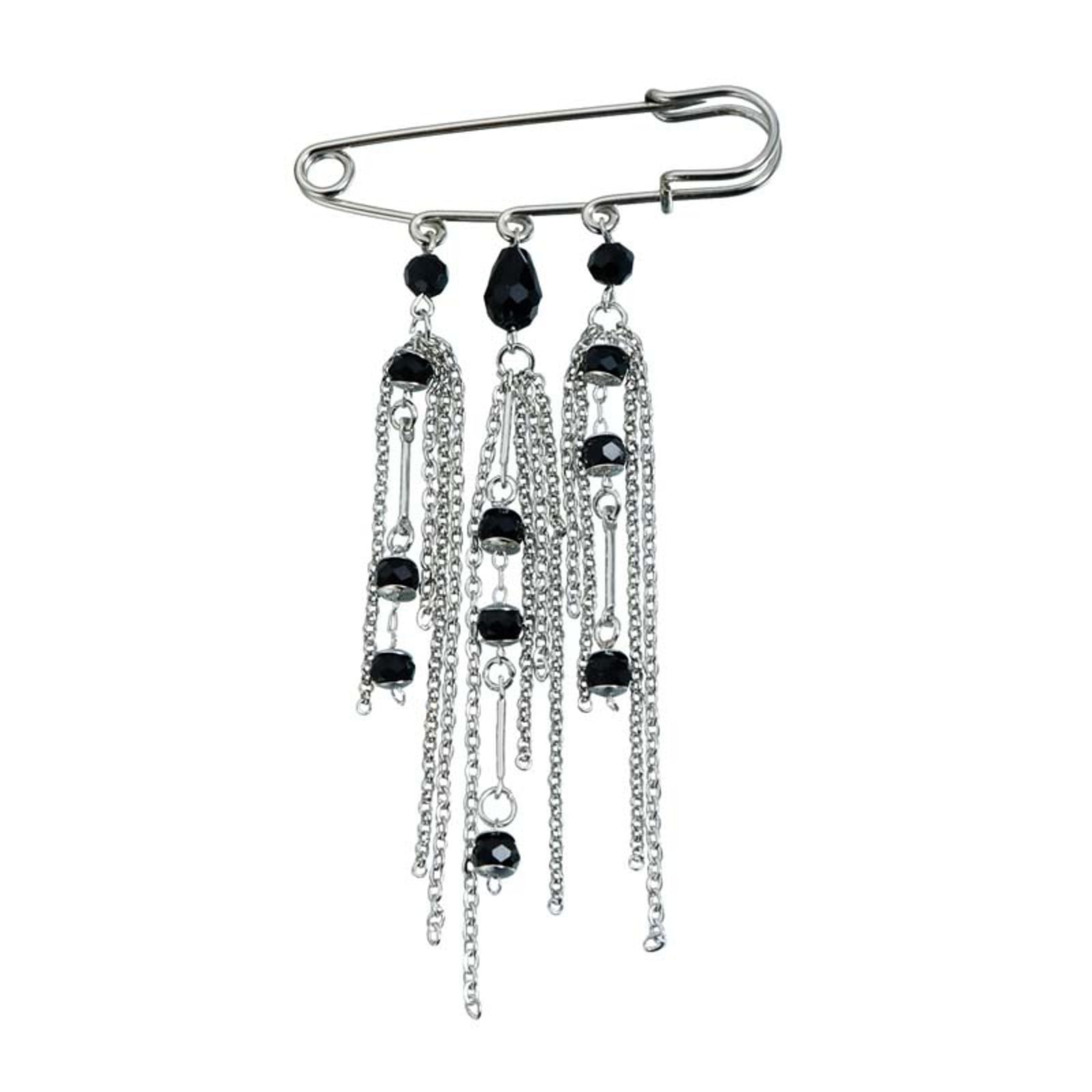 Fashion Metal Heart Tassel Brooch with Pearl and Star Details