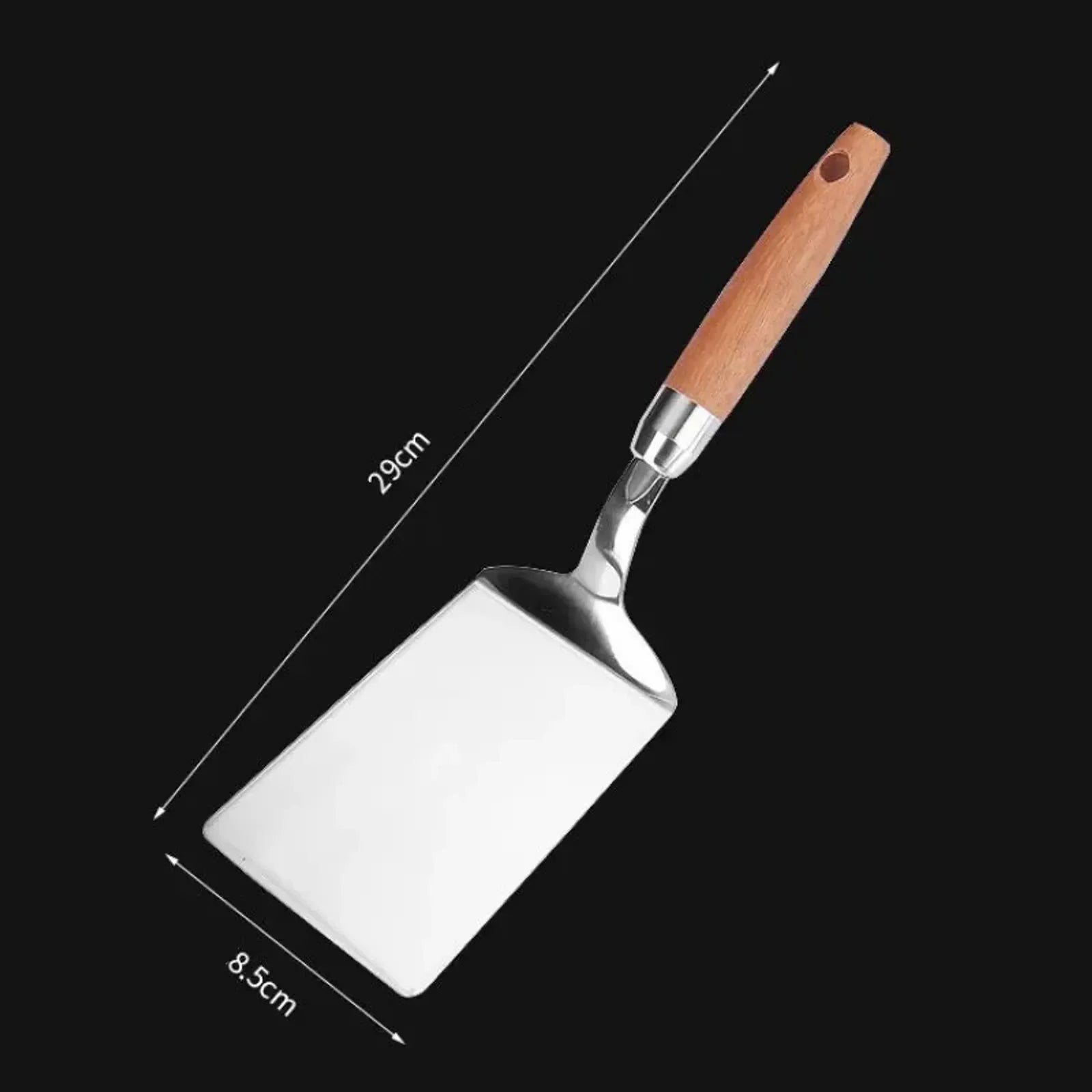 Stainless Steel Square Head Cooking Spatula with Wood Handle