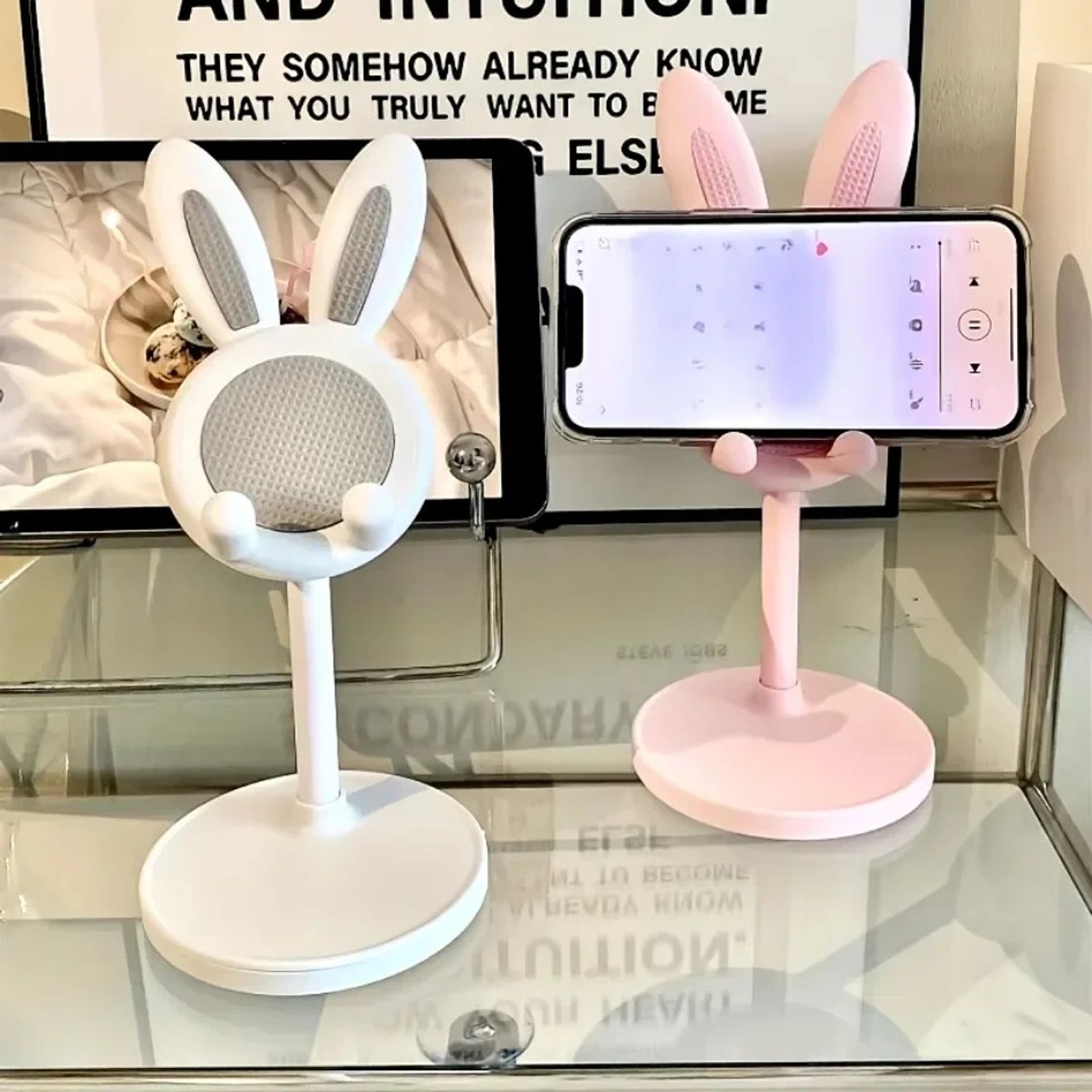 Cute Rabbit Mobile Phone Stand - Adjustable Desktop Holder