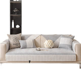 Solid Chenille Sofa Cover with Delicate Lace Decor