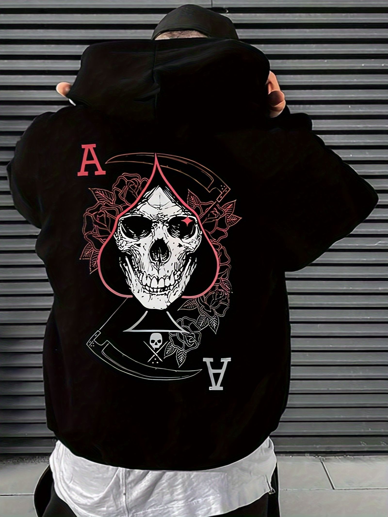 Skeleton A-word Print Hoodie for Men and Women