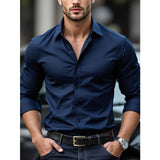 Men's Solid Color Long Sleeve Shirt in Multiple Colors