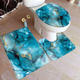 Abstract Blue Marble Bath Mat Set
