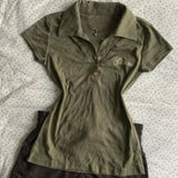 Women's Summer V-neck Tunic T-shirt - Pink Print Crop Top