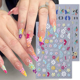 2pcs Colorful Floral Nail Decals for DIY Manicure
