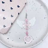 Lovely Wings Bow Heart Mobile Strap Pendant Chain