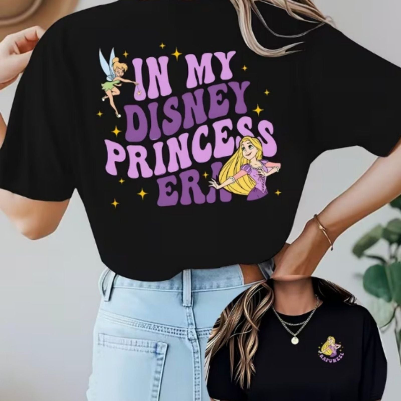 Disney Tinker Bell Long Hair Princess Printed T-Shirt