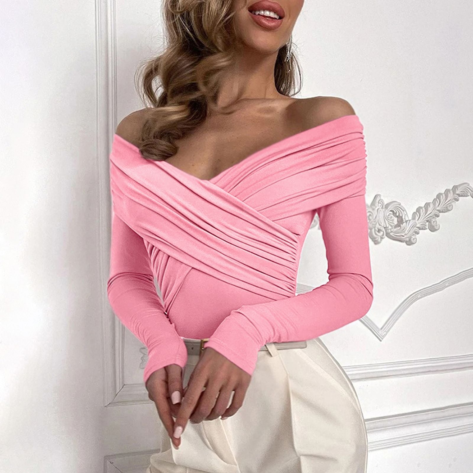 Women's Long Sleeve Crossed Bodysuit