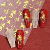 2pcs Bronzing Horse Nail Stickers with Cactus Design