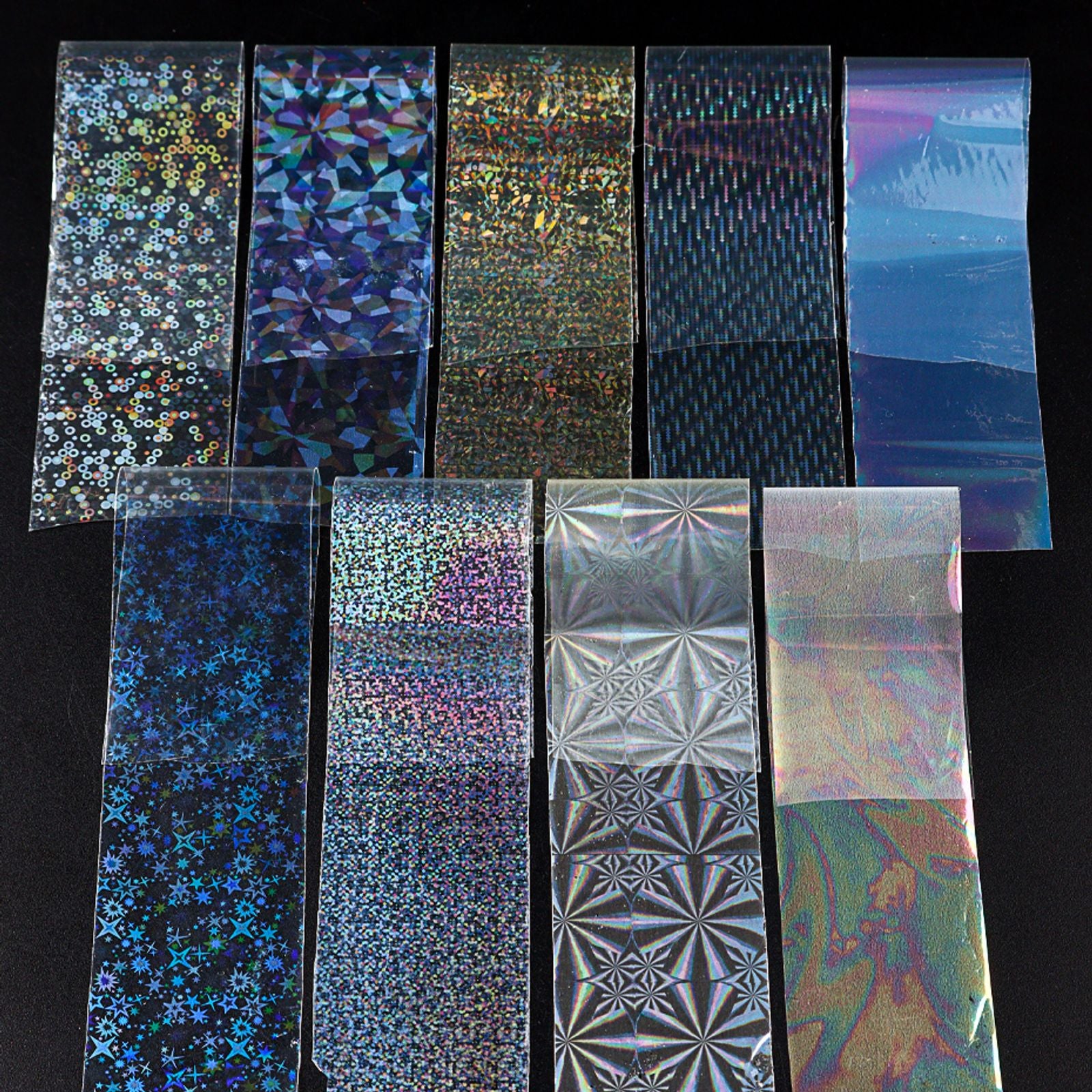 9PCS Nail Transfer Stickers Holographic Design Gel Decals