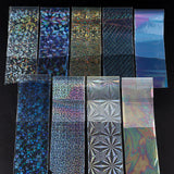 9PCS Nail Transfer Stickers Holographic Design Gel Decals