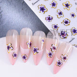 Golden Pink Hibiscus Flower Nail Stickers - 3D Decals