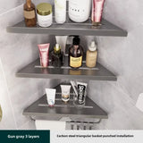 Wall-Mounted Triangle Drain Shelf with Hooks