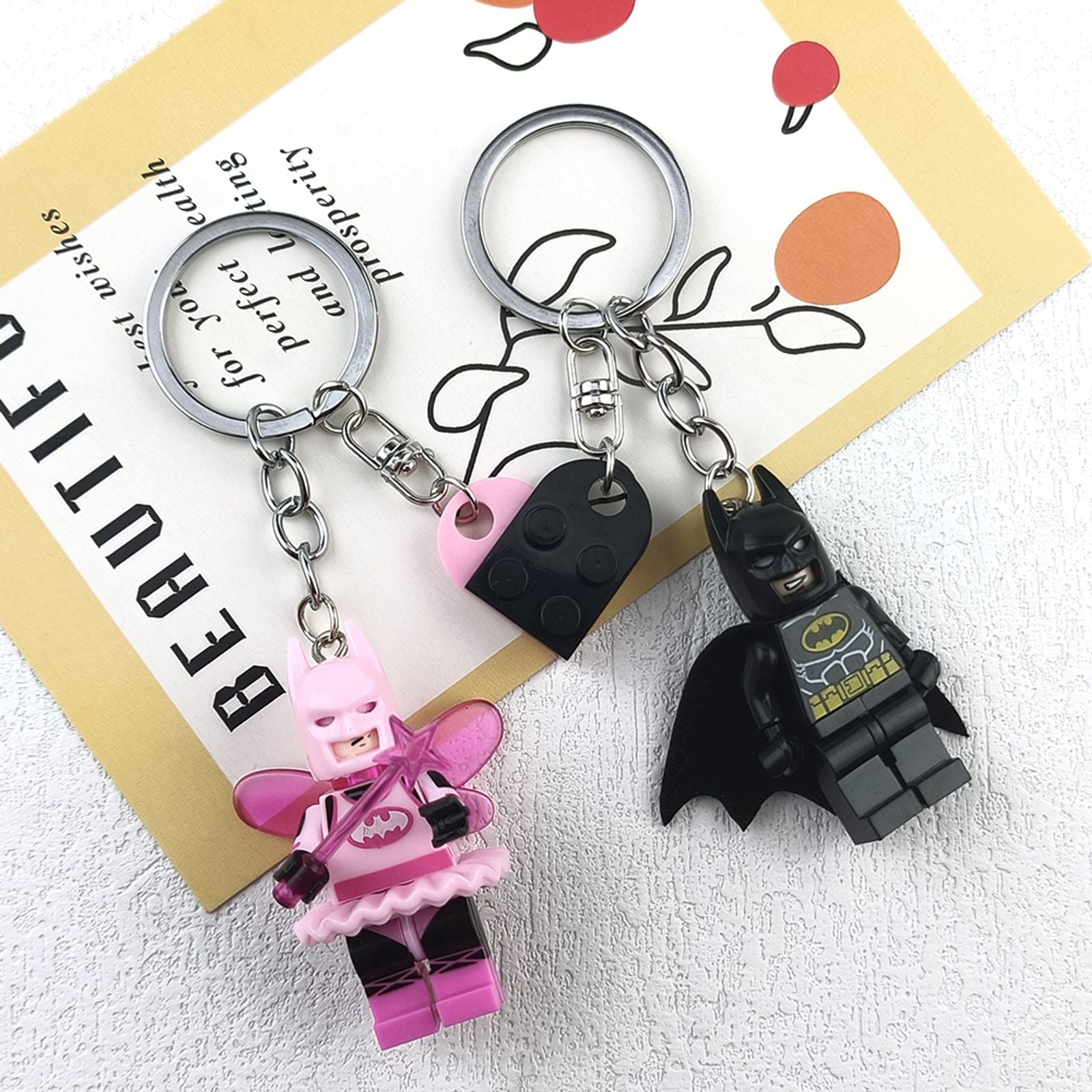 Handmade 3D Bat Couple Keychain Pendant - Y2K Jewelry