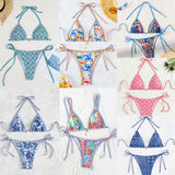 2025 Triangle Bikini Set - Floral Print Push Up & Brazilian Bottoms