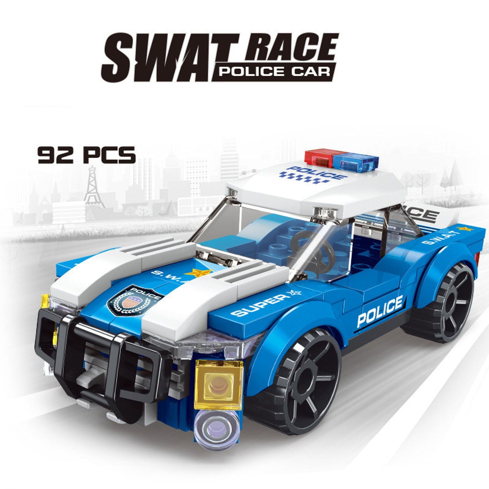 City Police Helicopter Building Blocks Educational Toy