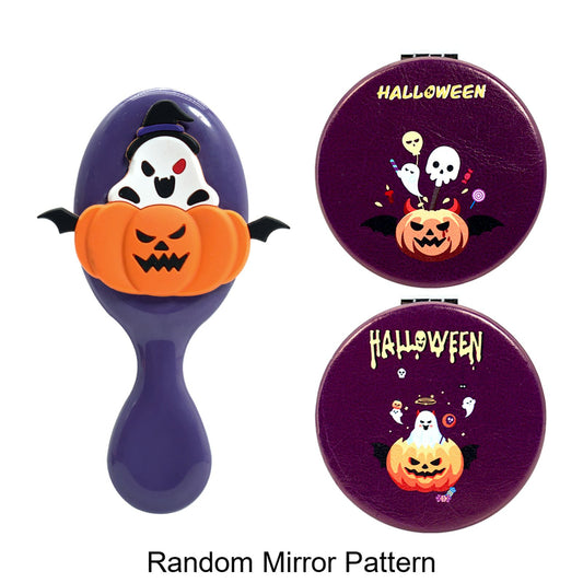 Portable Travel Mirror and Comb Set with Halloween Design