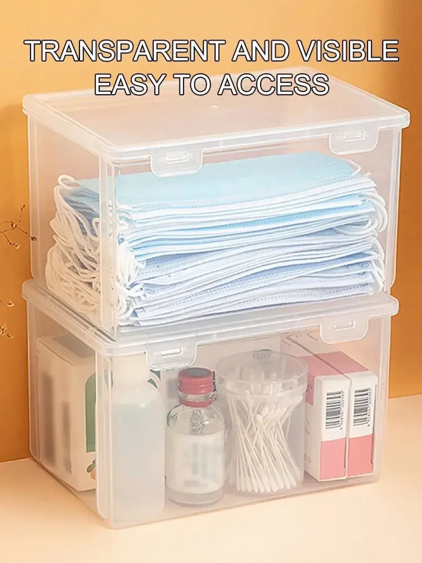 2PCS Transparent Large Capacity Mask Storage Box