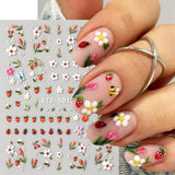 Cute Bee and Tulip Spring Nail Art Stickers - 1/2pcs