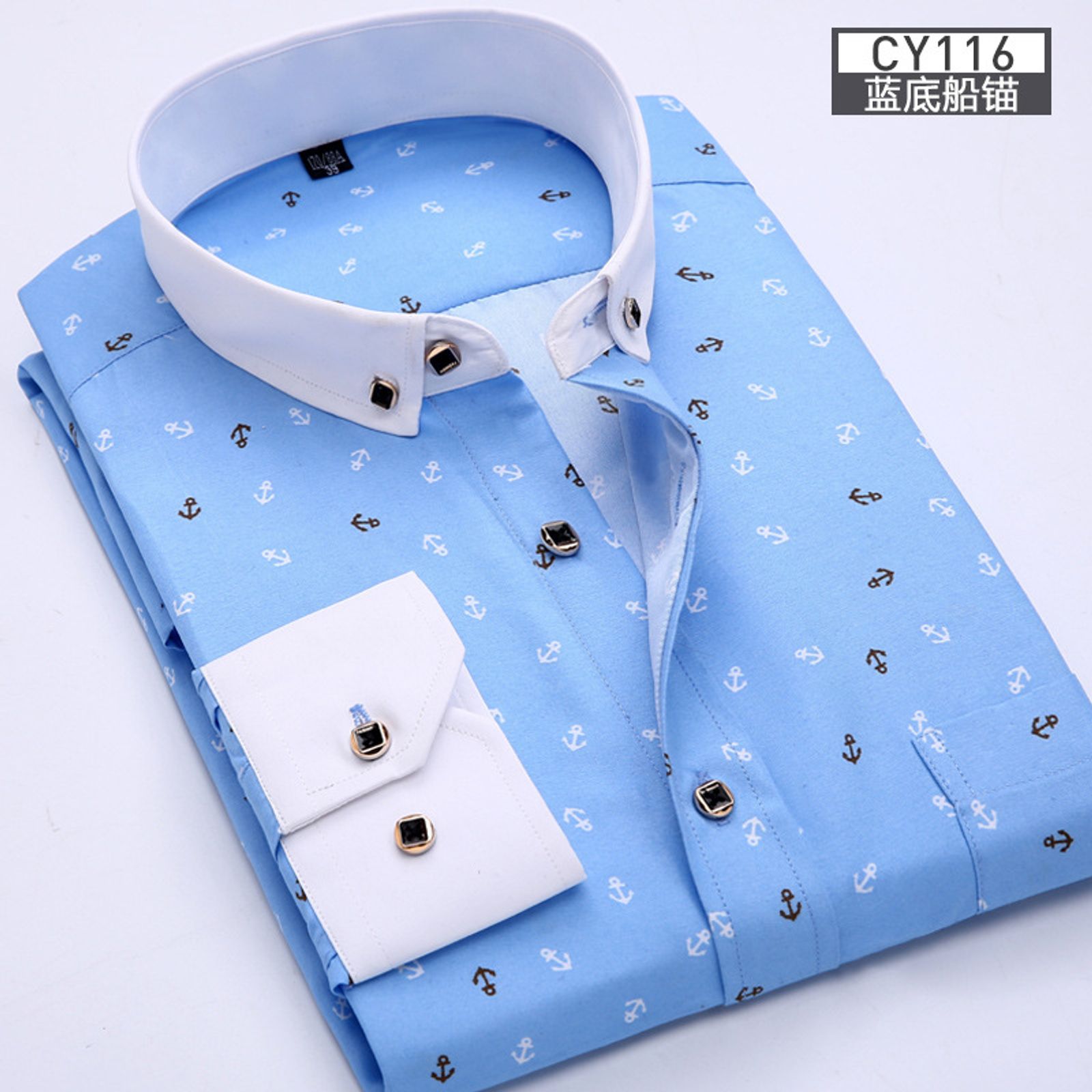 Men's Thin Long-Sleeve Printed Casual Shirt