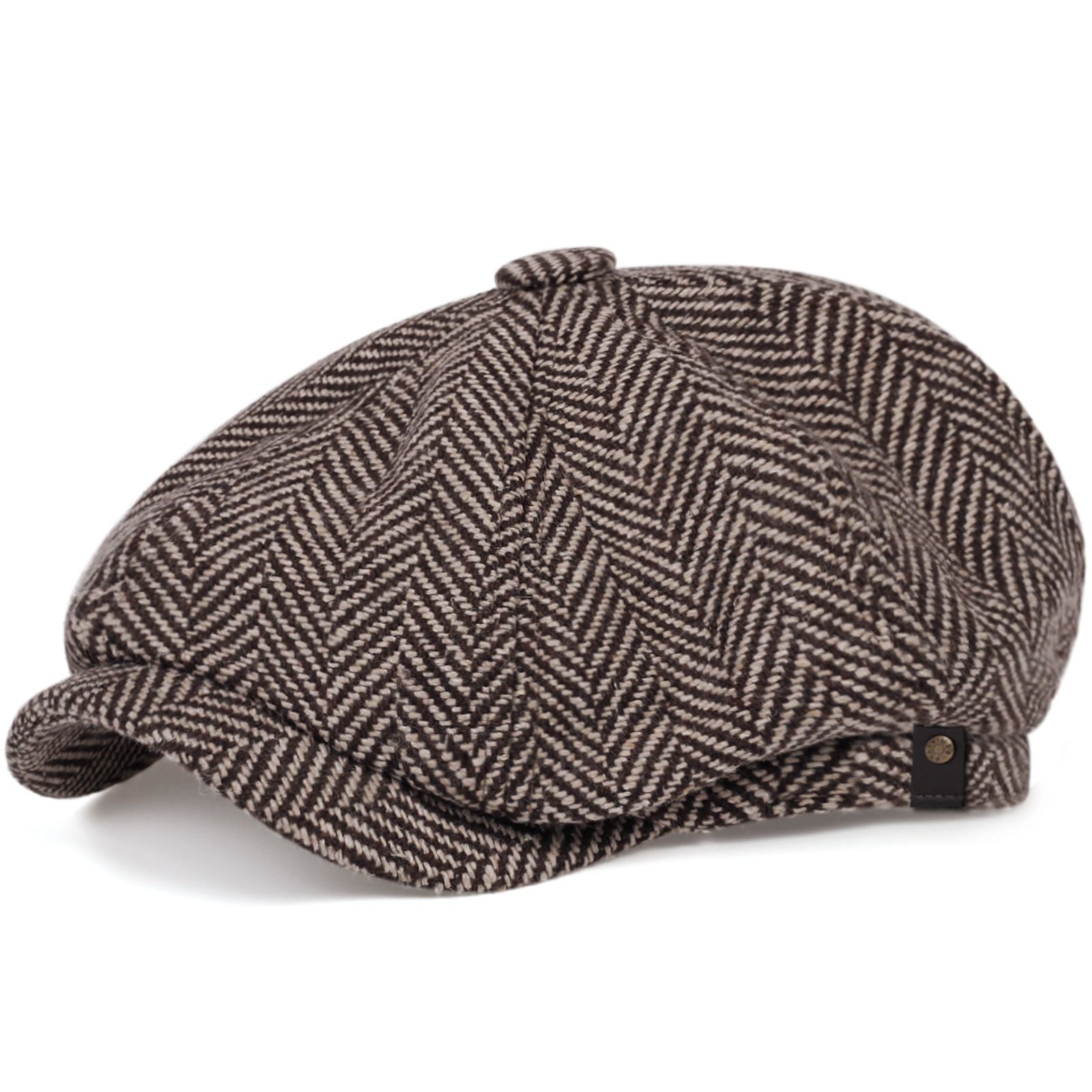 Fashion Wool Newsboy Cap - Herringbone Flat Cap