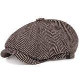 Fashion Wool Newsboy Cap - Herringbone Flat Cap