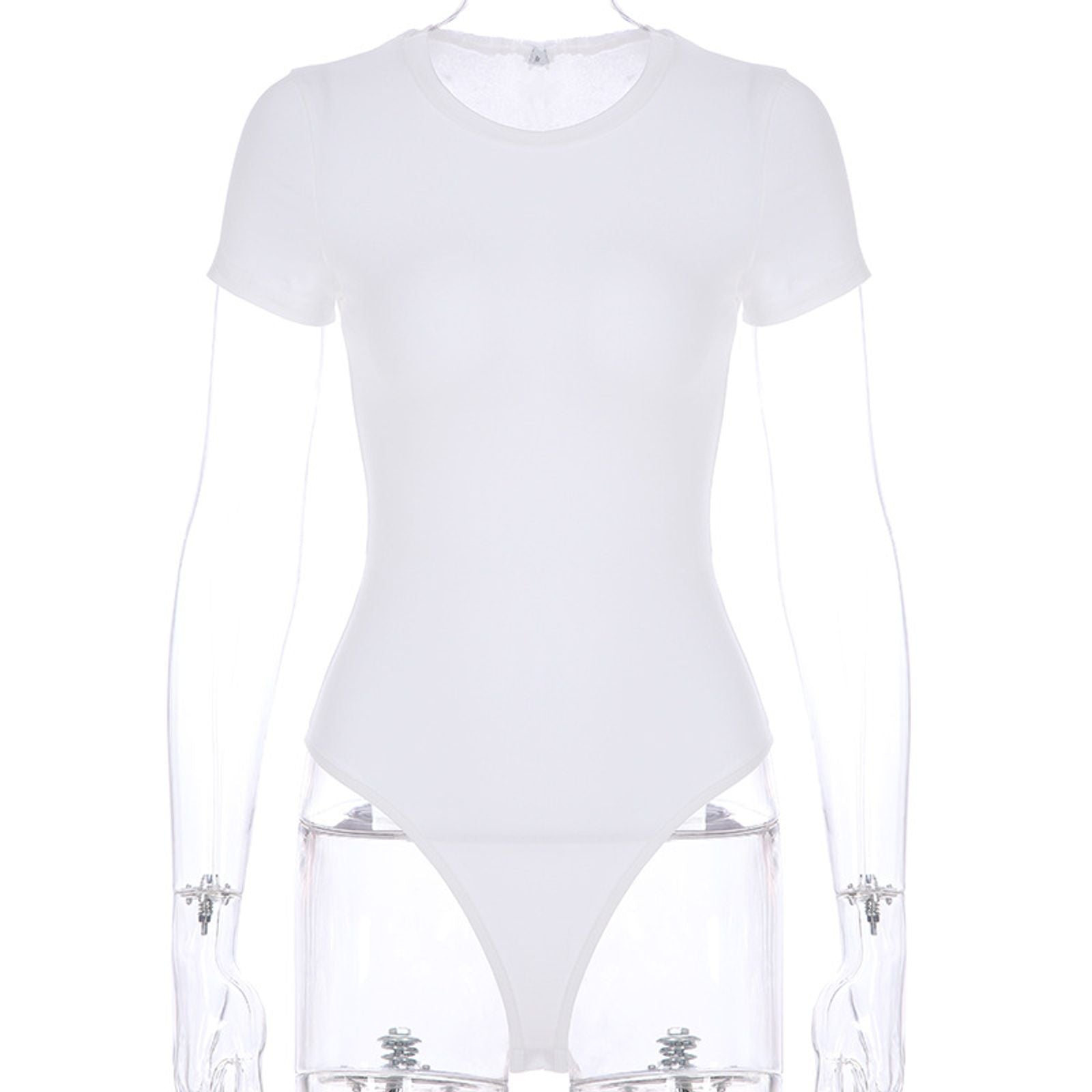 Casual Basic Black and White Short Sleeve Bodysuit for Women