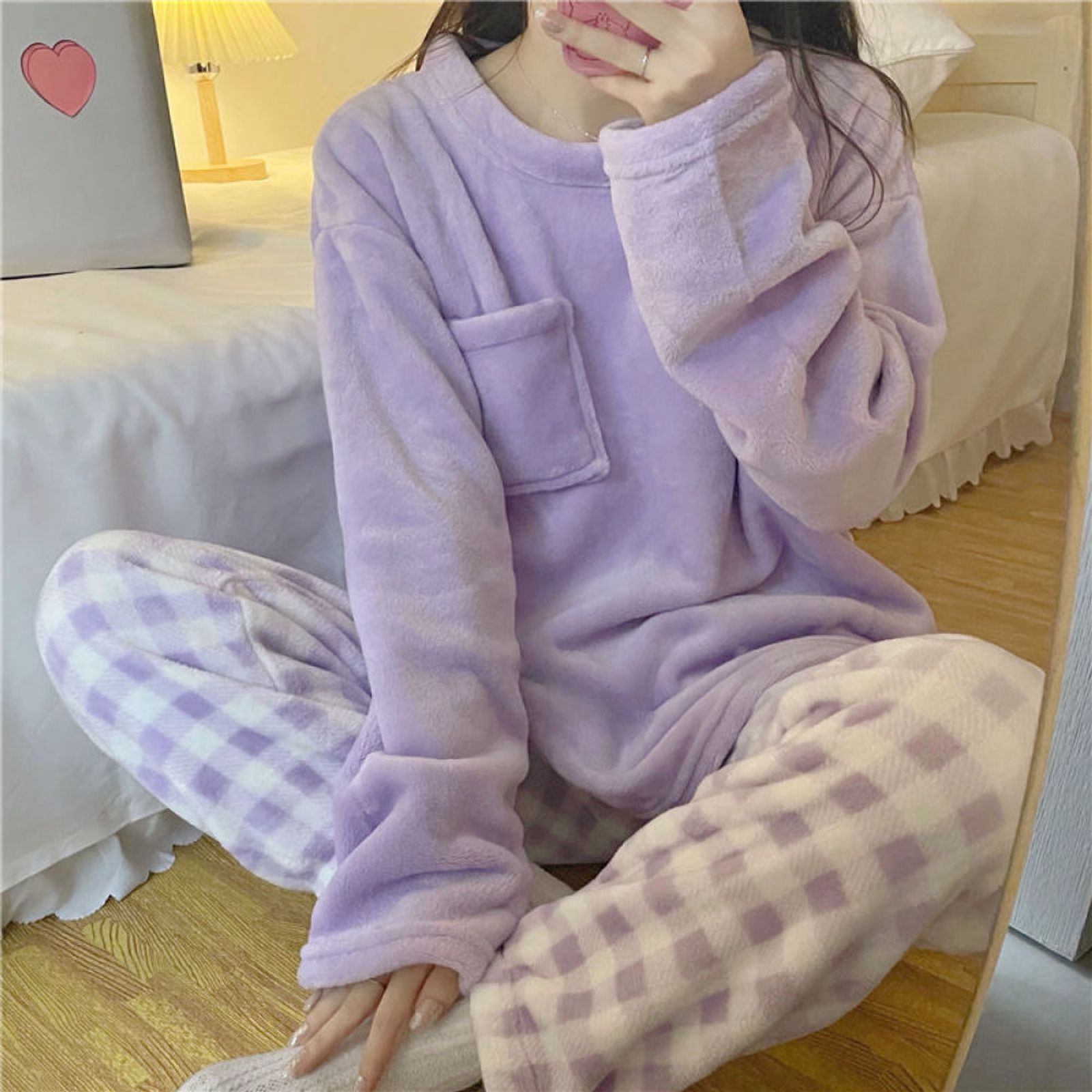 Thick Warm Women's Fleece Pajamas Set