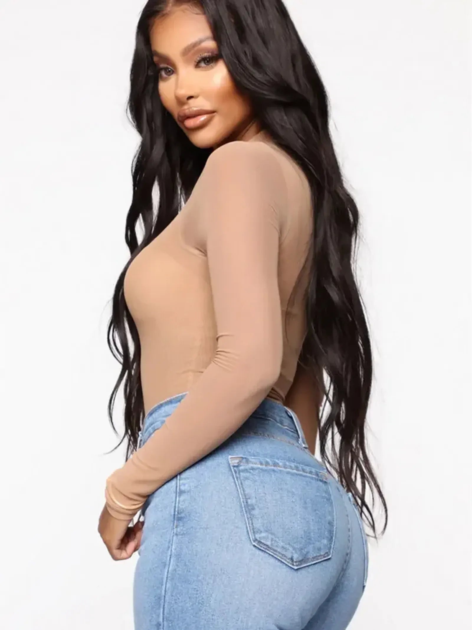 Sexy Transparent Black Mesh Bodysuit for Women