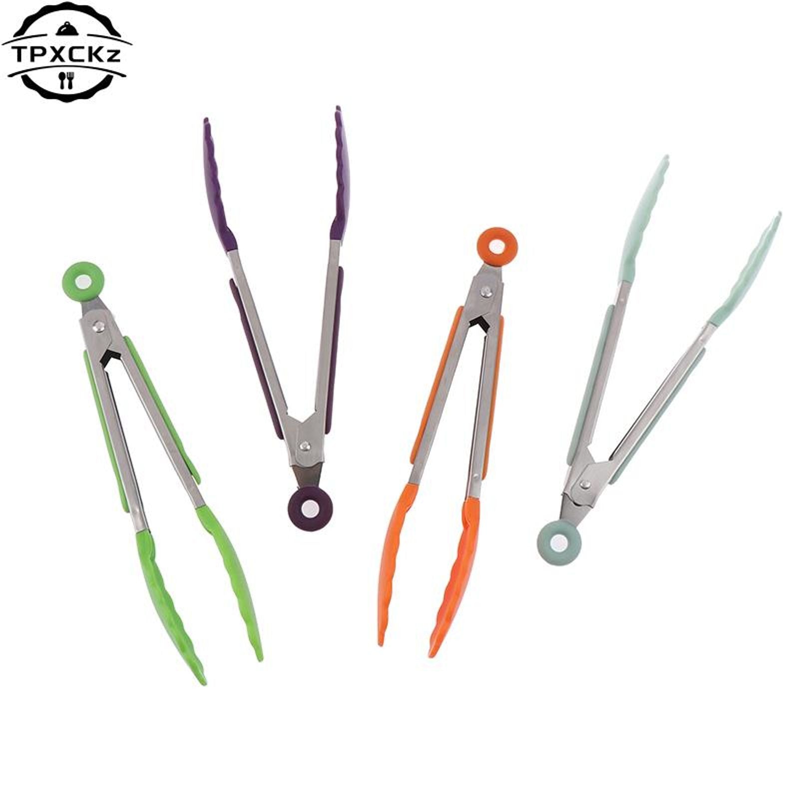 Silicone BBQ Grilling Tongs - Non-Stick Kitchen Tools