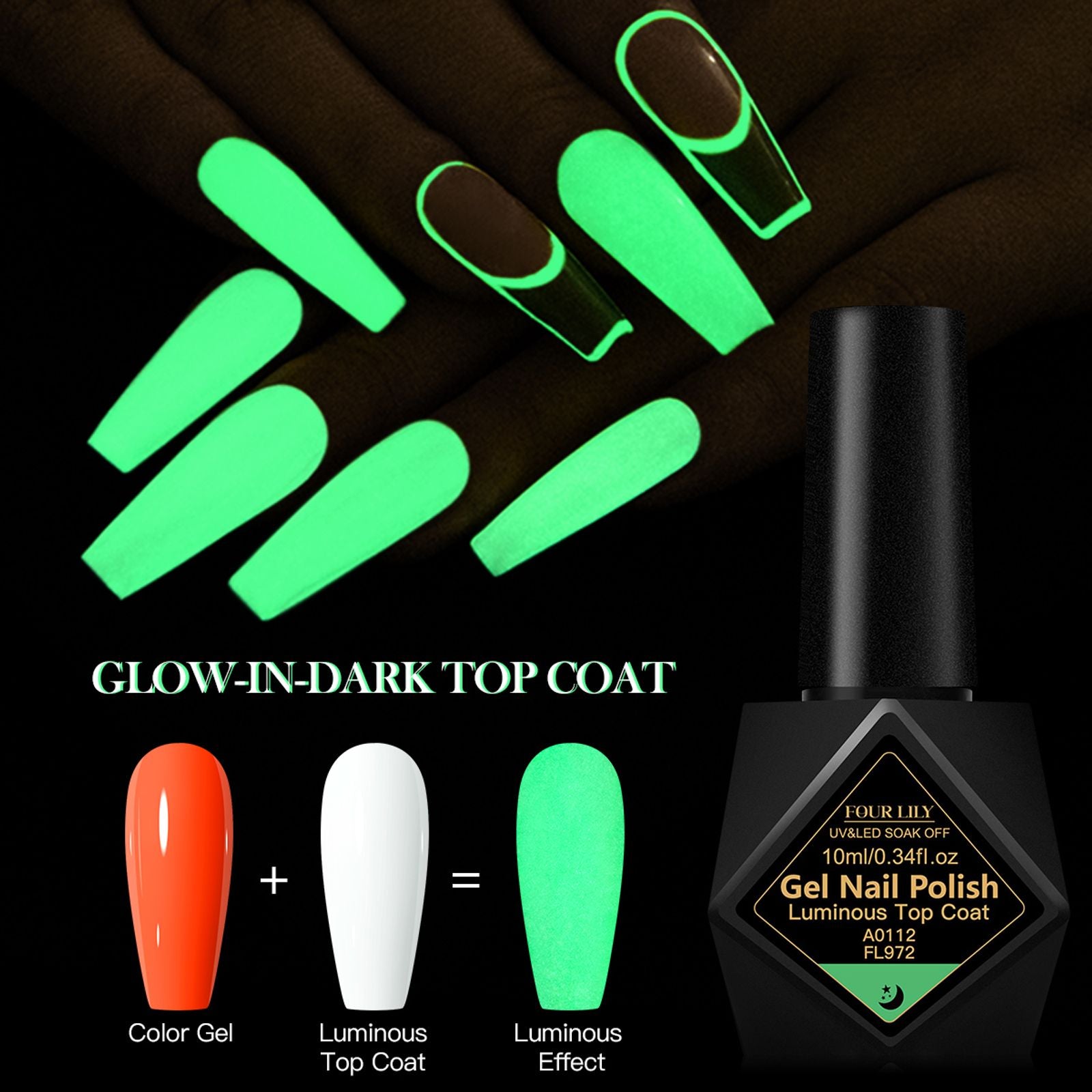 FOUR LILY Glow-in-the-Dark Green Gel Nail Polish 10ml