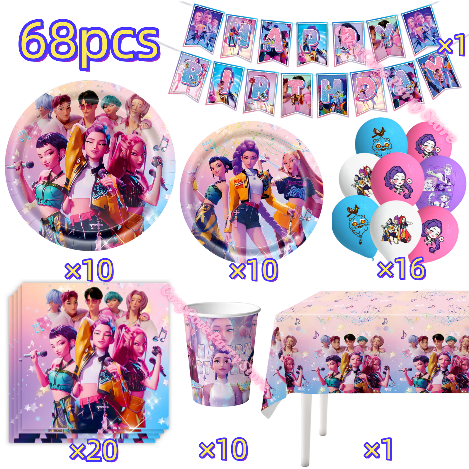 Demon Hunters Birthday Decoration Set for Girls