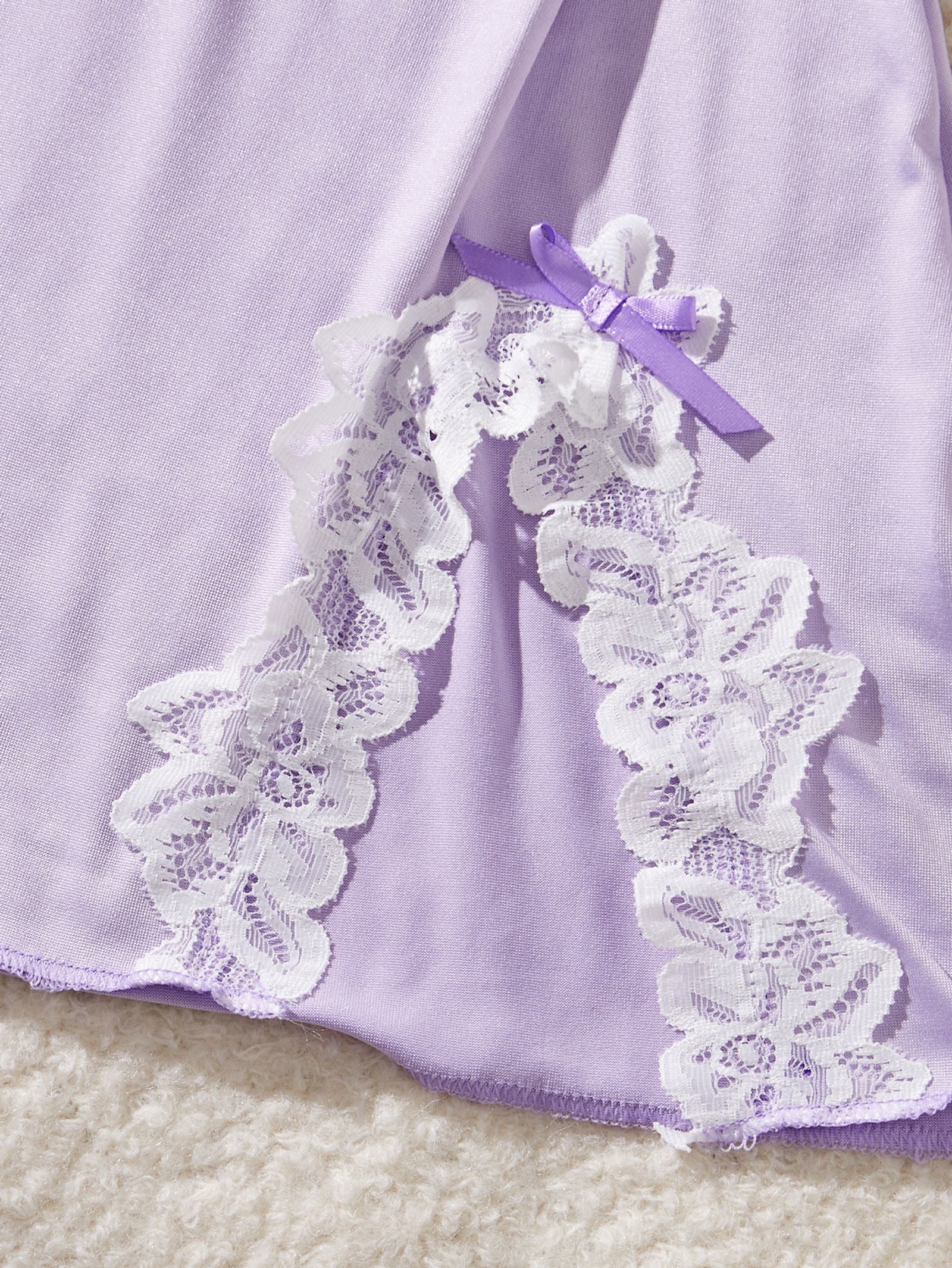 Light Purple Lace Bow Nightdress for Women