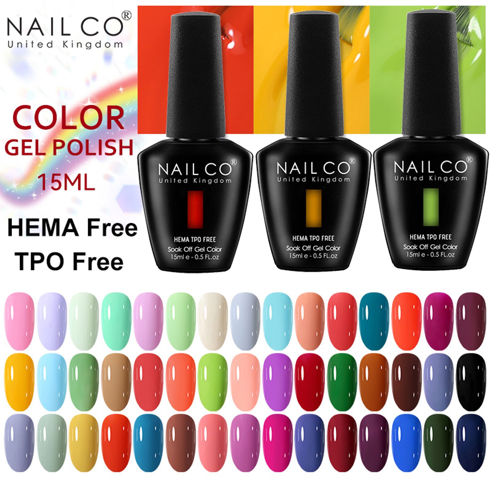 HEMA Free TPO Free Top Base Coat Nail Gel Polish 15ml