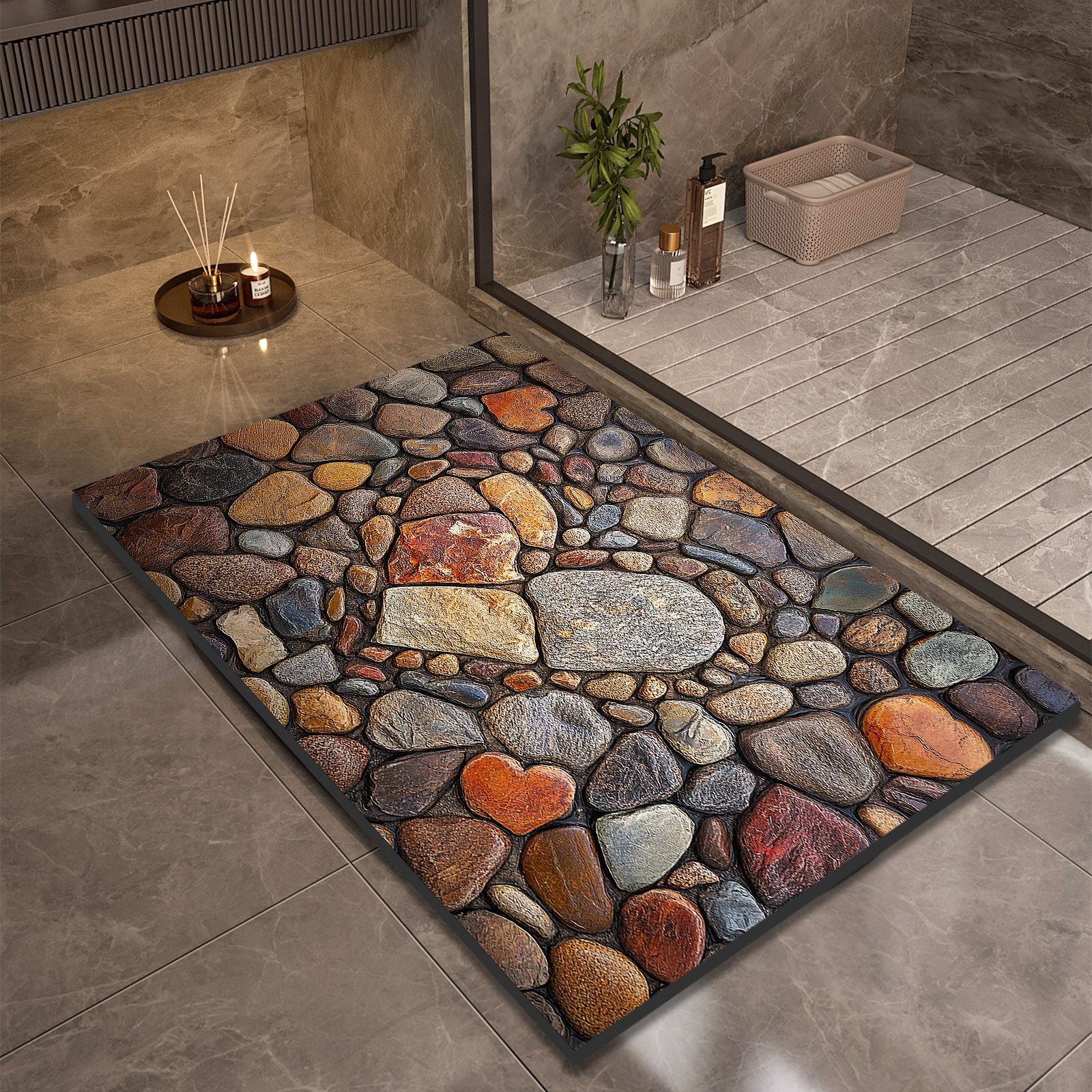 Stone Design Diatomite Bath Mat - Non-Slip & Quick Dry
