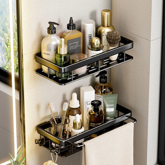 No Drill Wall Mounted Bathroom Shelf - Corner Storage Rack