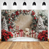 Winter Christmas Wedding Photo Backdrop with Arch and Tree
