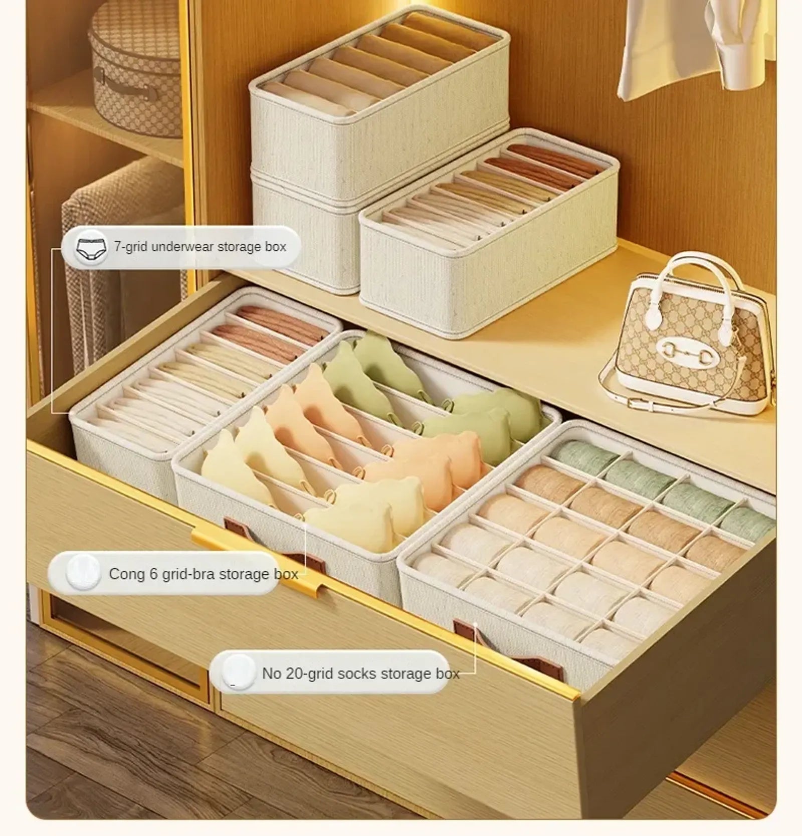 Fabric Drawer Organizers for Underwear and Socks