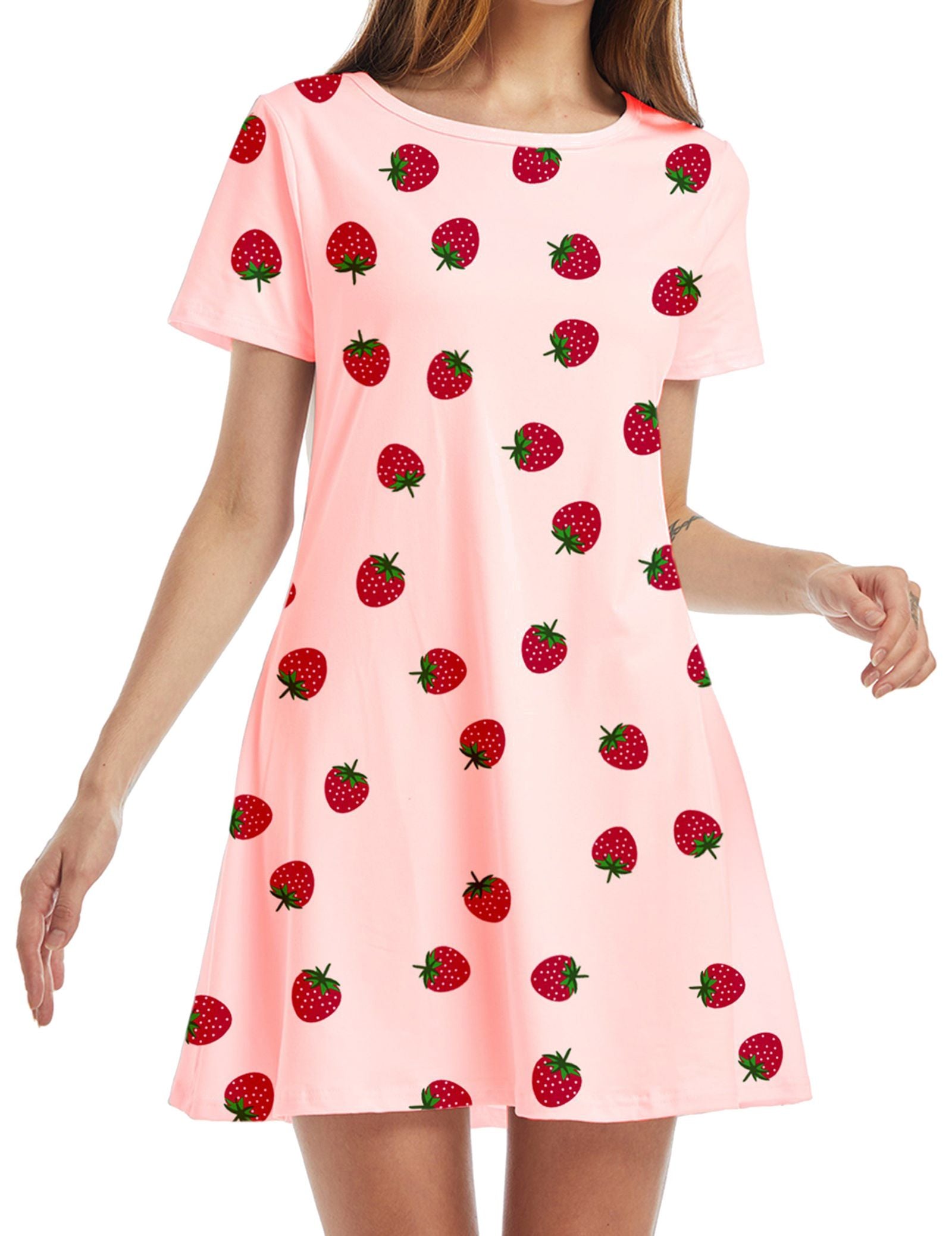 Women’s Vintage Casual Short Sleeve T-Shirt Dress