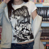 Y2K Anime Streetwear Vintage Crop Tee for Women