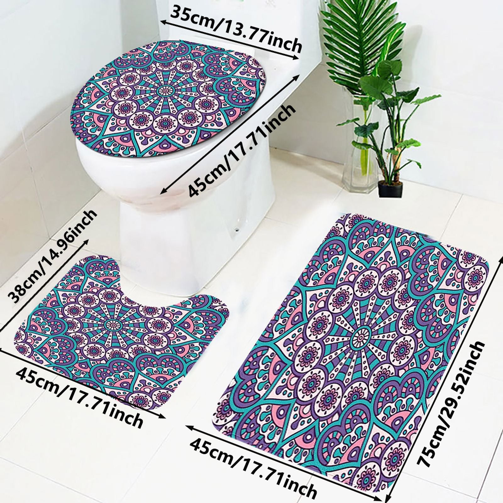 Bohemian Mandala Bathroom Set - Non-Slip Mat Collection