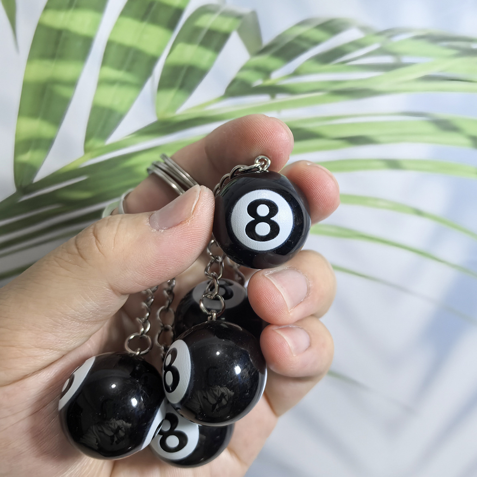 25mm Black No.8 Billiard Keychain Mini Ball Pendant