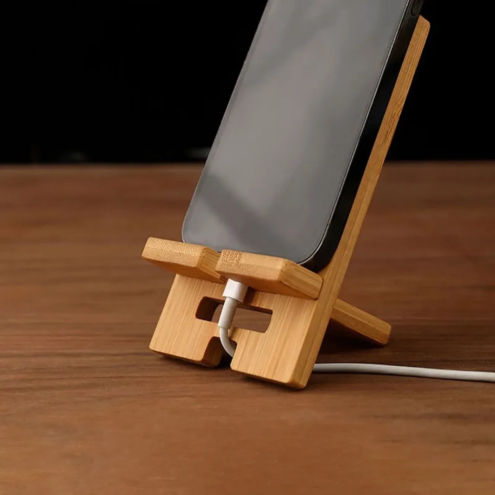 Bamboo Phone Holder - Multi-functional Charging Stand