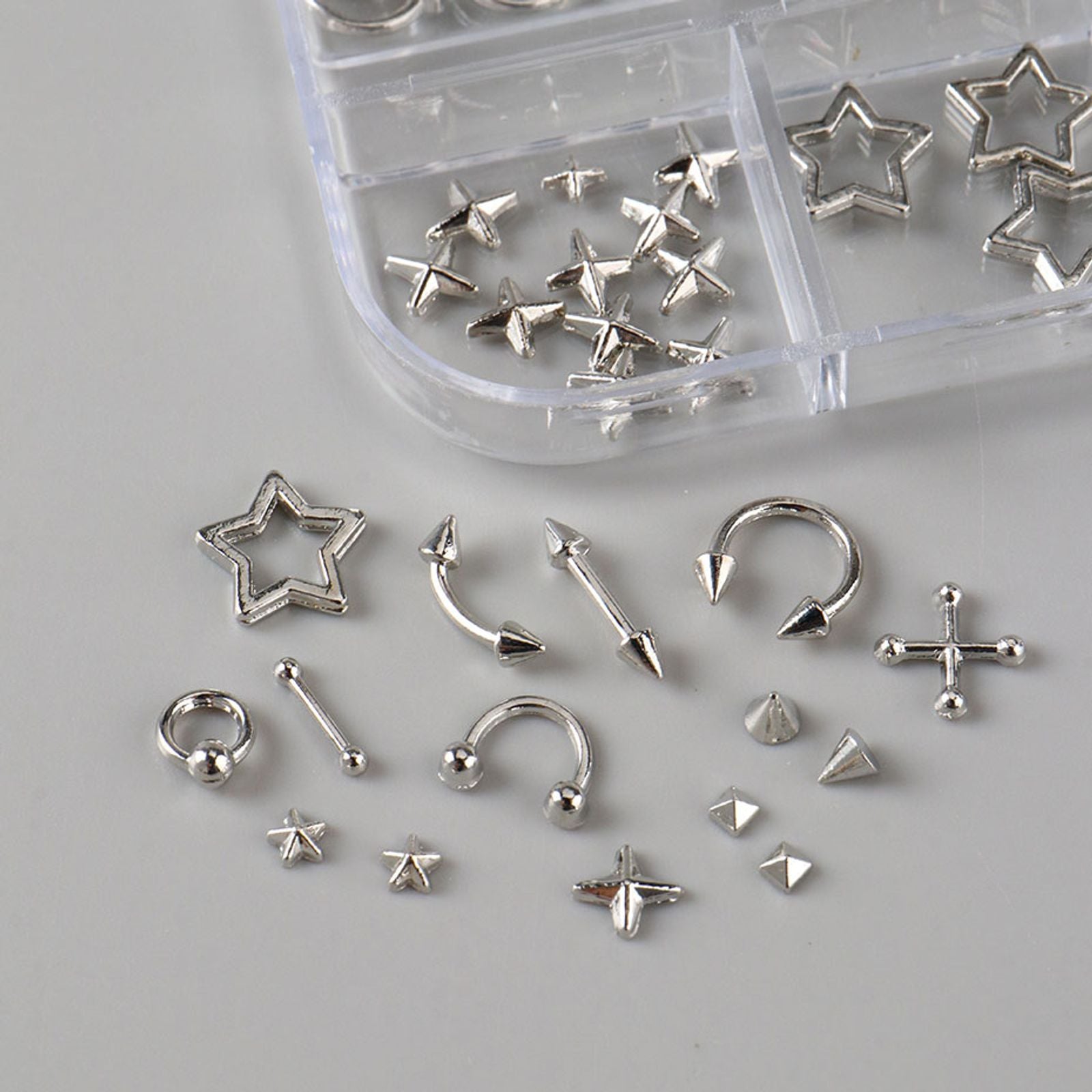 Y2K Punk Metal Nail Charms - 12 Grids Alloy Rivets