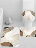Abstract Art Curved Bathroom Mat Set - Non-Slip & Stylish