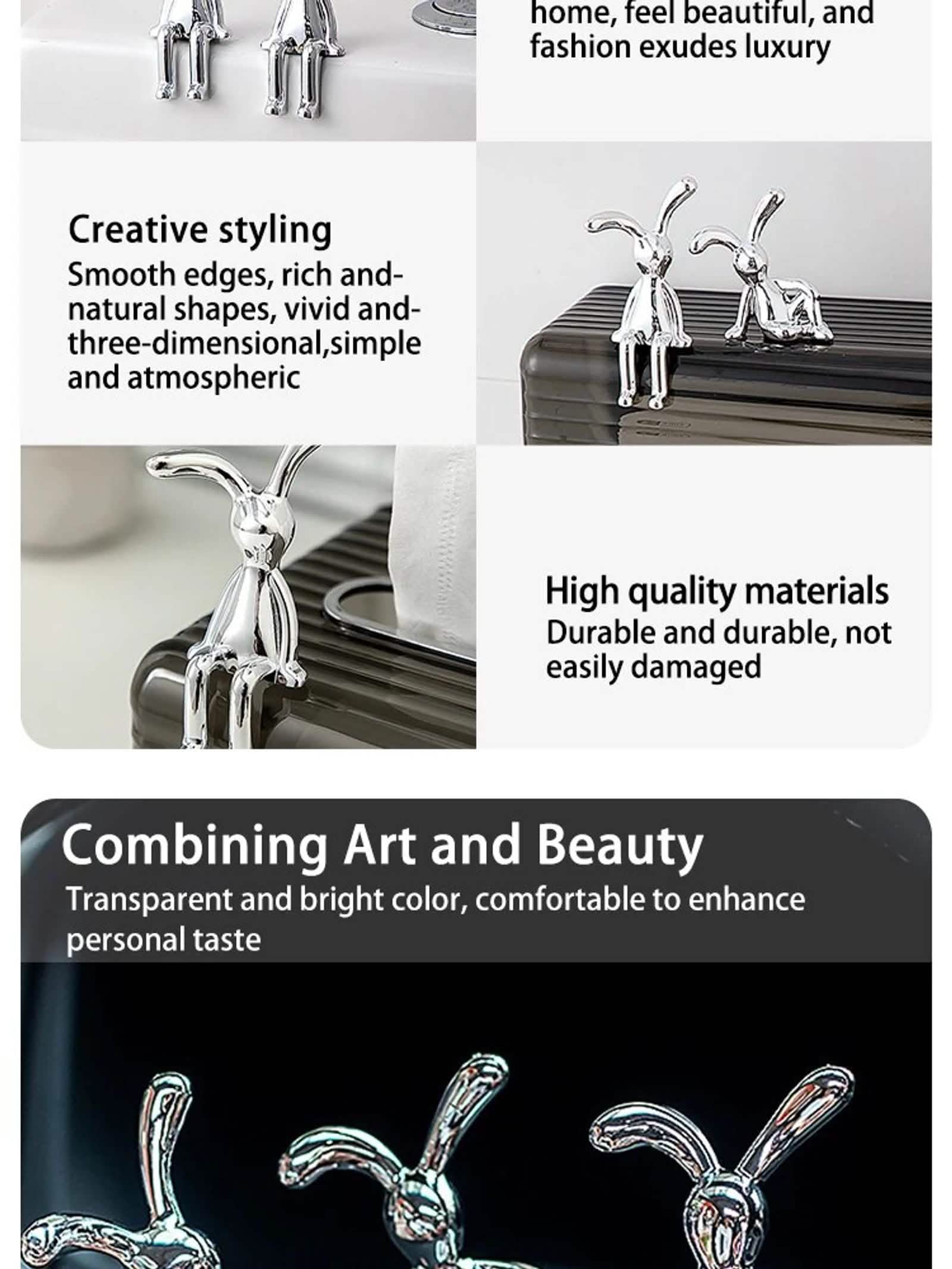 2PC Long-Eared Rabbit Double Statue Decoration