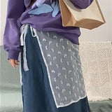 Layered Gauze Skirt with Lace for Y2K Streetwear