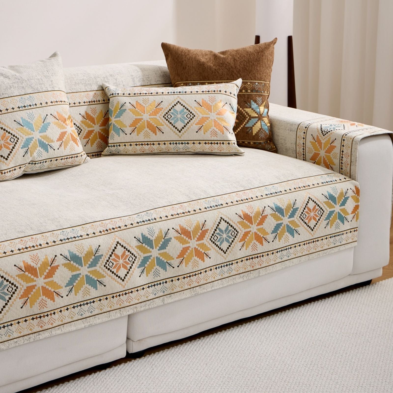 Bohemian Jacquard Chenille Sofa Cover for All Seasons