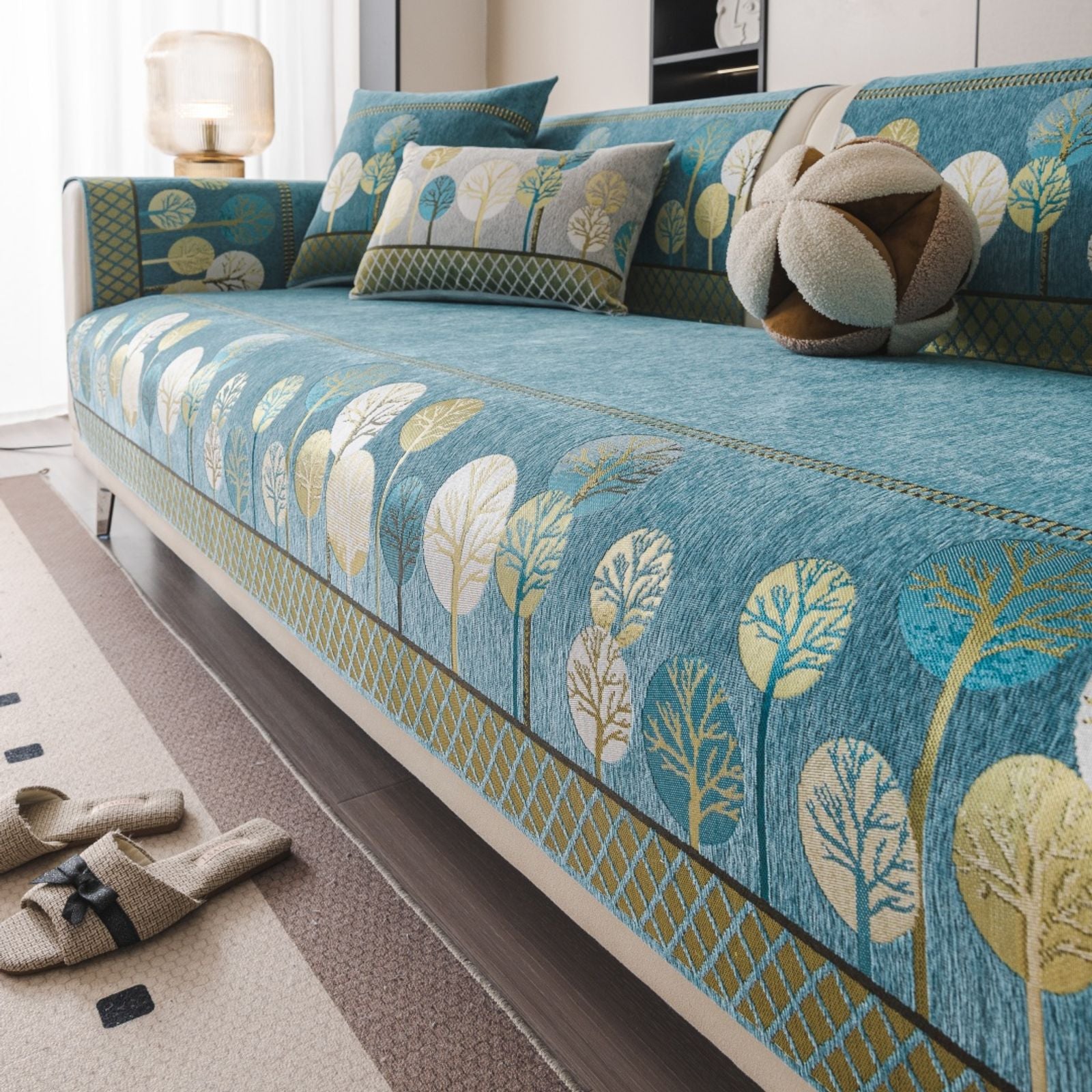 Boho Full Moon Tree Jacquard Chenille Sofa Cover